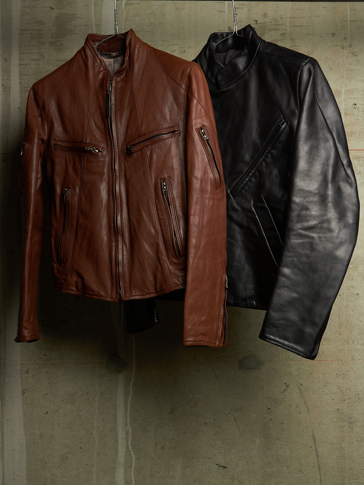 The Viridi-Anne 00s Brown Goatskin Leather Multi Zip Rider Jacket
