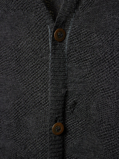 *SAMPLE* The Viridi-Anne AW11 Charcoal Grey Wool Linen Knit Cardigan