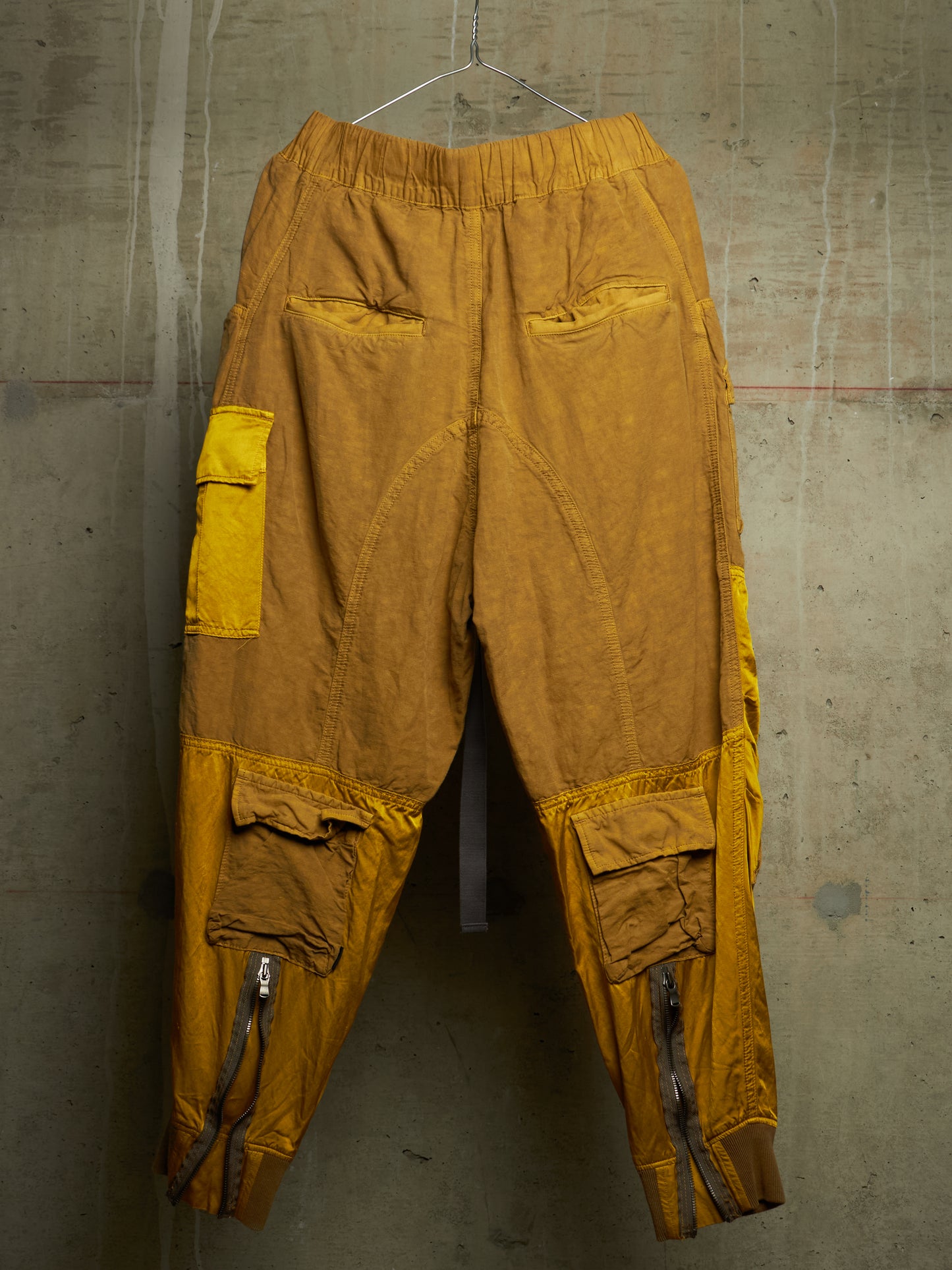 The Viridi-Anne SS22 Mustard Yellow Cargo Utility Jogger Pants