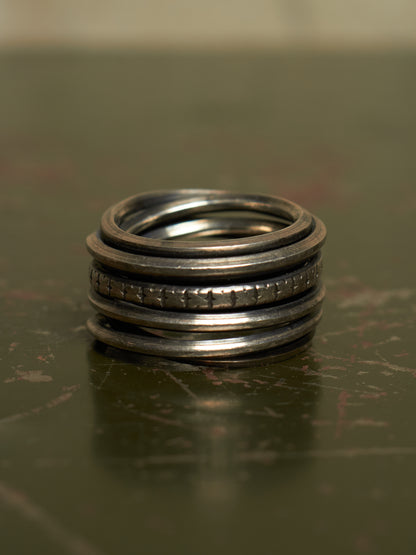 WERKSTATT:MÜNCHEN 'M1972SI' .925 Silver Wound Marks Ring