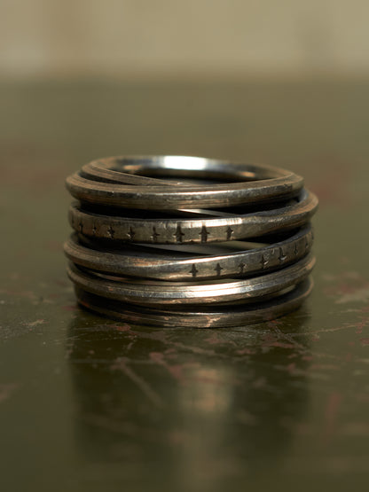 WERKSTATT:MÜNCHEN 'M1972SI' .925 Silver Wound Marks Ring