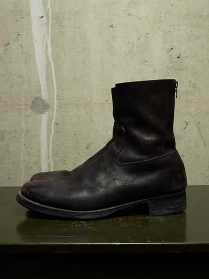 wjk by Jun Hashimoto 00s Dark Brown Reverse Cow Leather Back Zip Boots