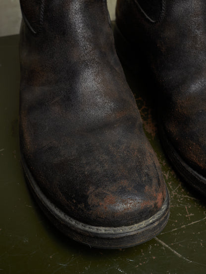 wjk by Jun Hashimoto 00s Dark Brown Reverse Cow Leather Back Zip Boots