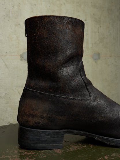 wjk by Jun Hashimoto 00s Dark Brown Reverse Cow Leather Back Zip Boots