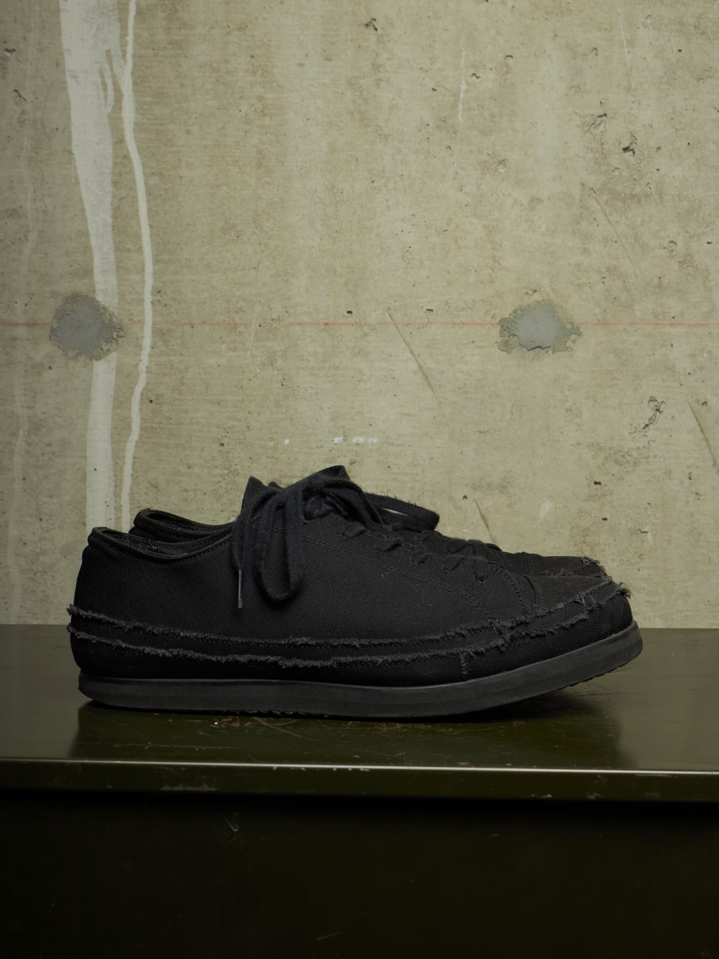 Yohji Yamamoto POUR HOMME AW21 Distressed Frayed Edge Cotton Canvas Sneakers