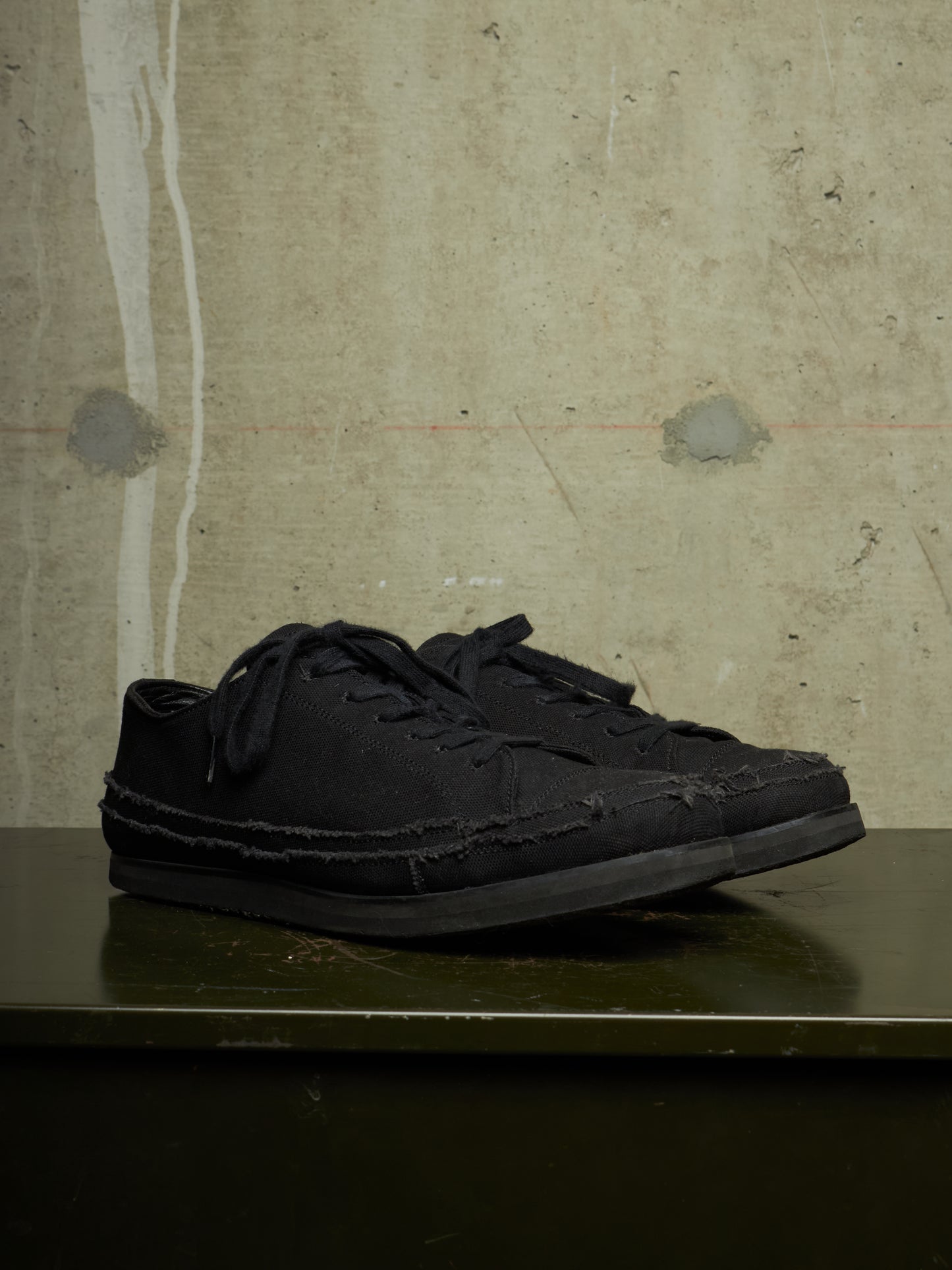 Yohji Yamamoto POUR HOMME AW21 Distressed Frayed Edge Cotton Canvas Sneakers