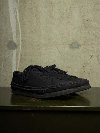 Yohji Yamamoto POUR HOMME AW21 Distressed Frayed Edge Cotton Canvas Sneakers