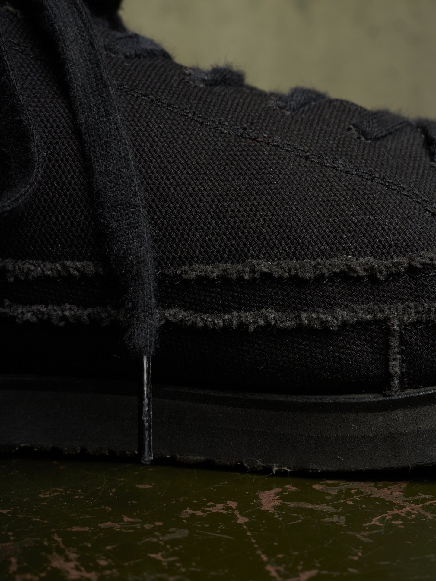 Yohji Yamamoto POUR HOMME AW21 Distressed Frayed Edge Cotton Canvas Sneakers