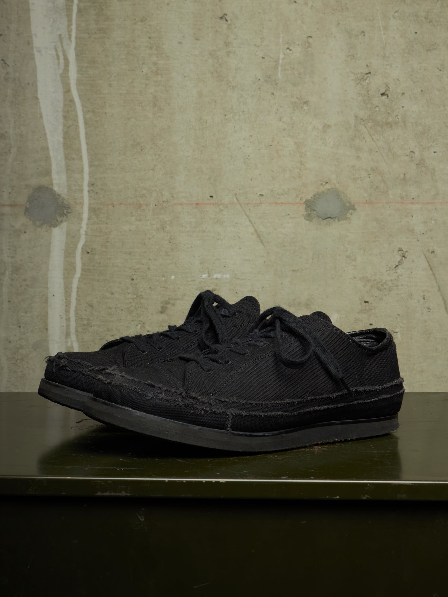 Yohji Yamamoto POUR HOMME AW21 Distressed Frayed Edge Cotton Canvas Sneakers