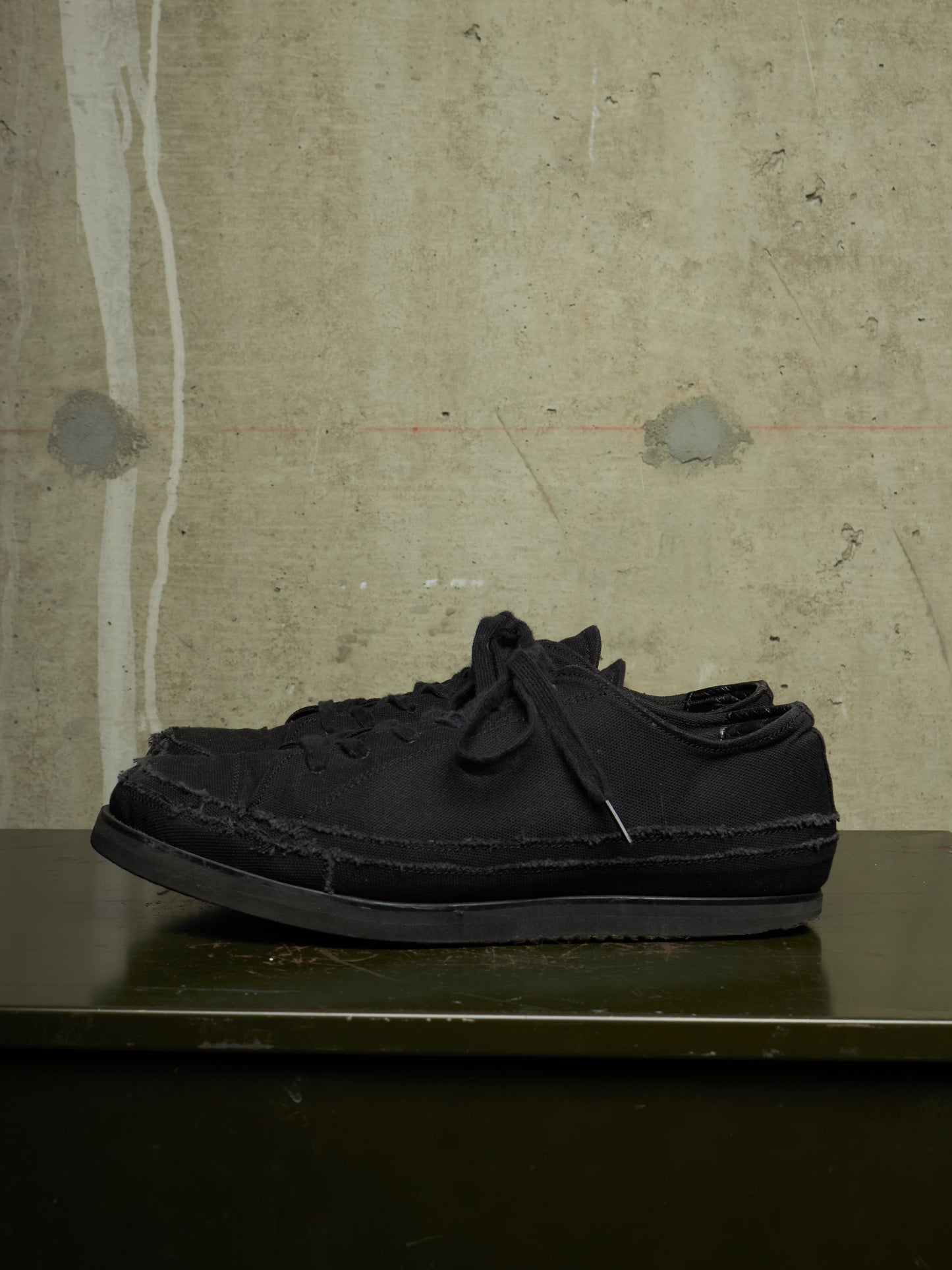 Yohji Yamamoto POUR HOMME AW21 Distressed Frayed Edge Cotton Canvas Sneakers