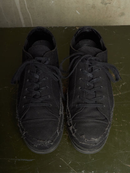 Yohji Yamamoto POUR HOMME AW21 Distressed Frayed Edge Cotton Canvas Sneakers