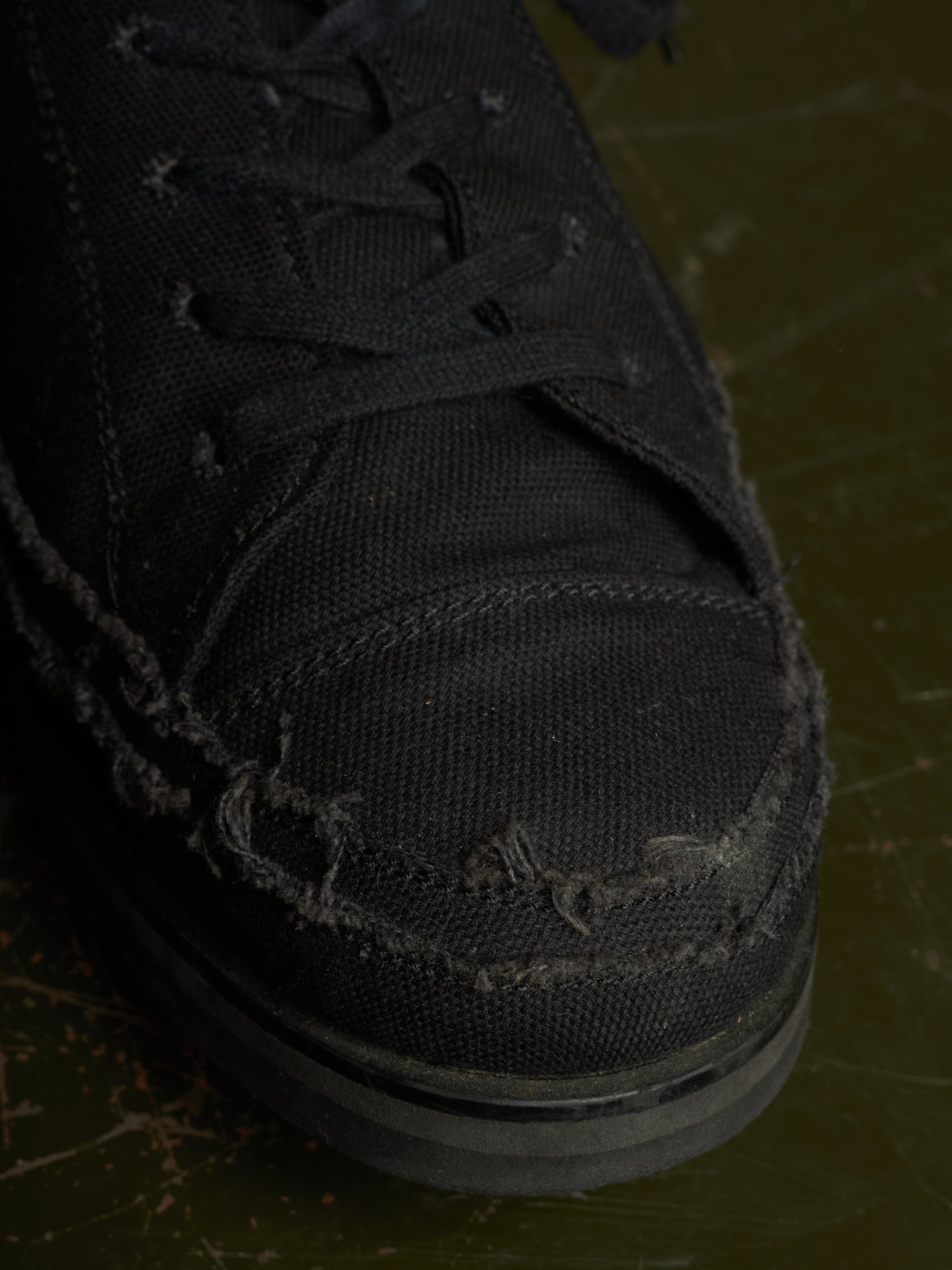 Yohji Yamamoto POUR HOMME AW21 Distressed Frayed Edge Cotton Canvas Sneakers