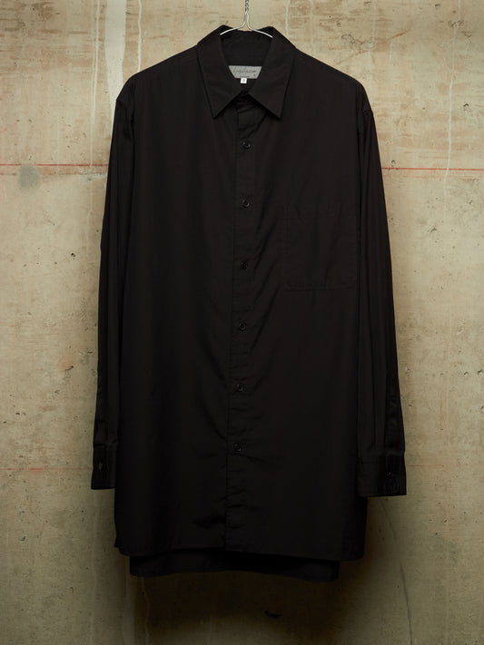 Yohji Yamamoto POUR HOMME AW25 Black Cotton Broadcloth Classic Big Shirt