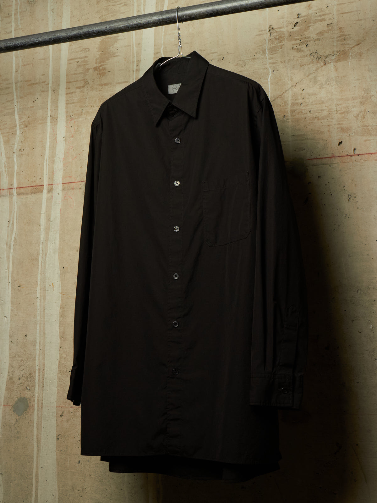 Yohji Yamamoto POUR HOMME AW25 Black Cotton Broadcloth Classic Big Shirt