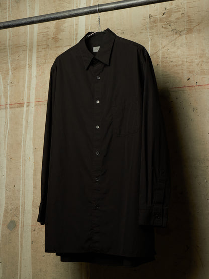 Yohji Yamamoto POUR HOMME AW25 Black Cotton Broadcloth Classic Big Shirt