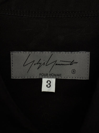 Yohji Yamamoto POUR HOMME AW25 Black Cotton Broadcloth Classic Big Shirt