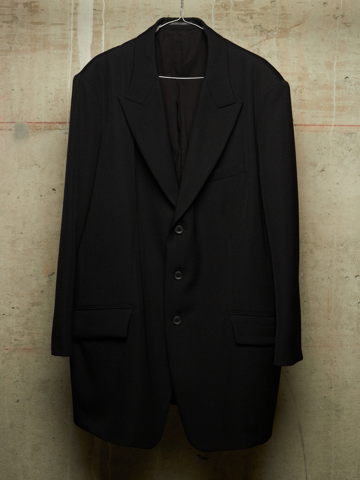 Yohji Yamamoto POUR HOMME AW25 Black Wool Army Gabardine Peak Lapel Oversized Blazer