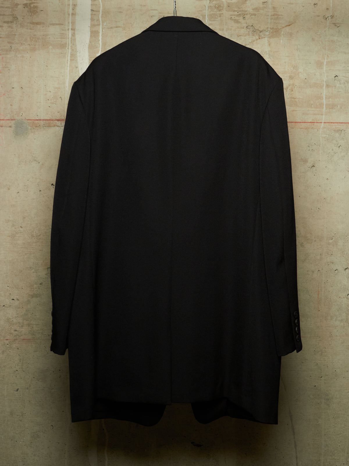 Yohji Yamamoto POUR HOMME AW25 Black Wool Army Gabardine Peak Lapel Oversized Blazer