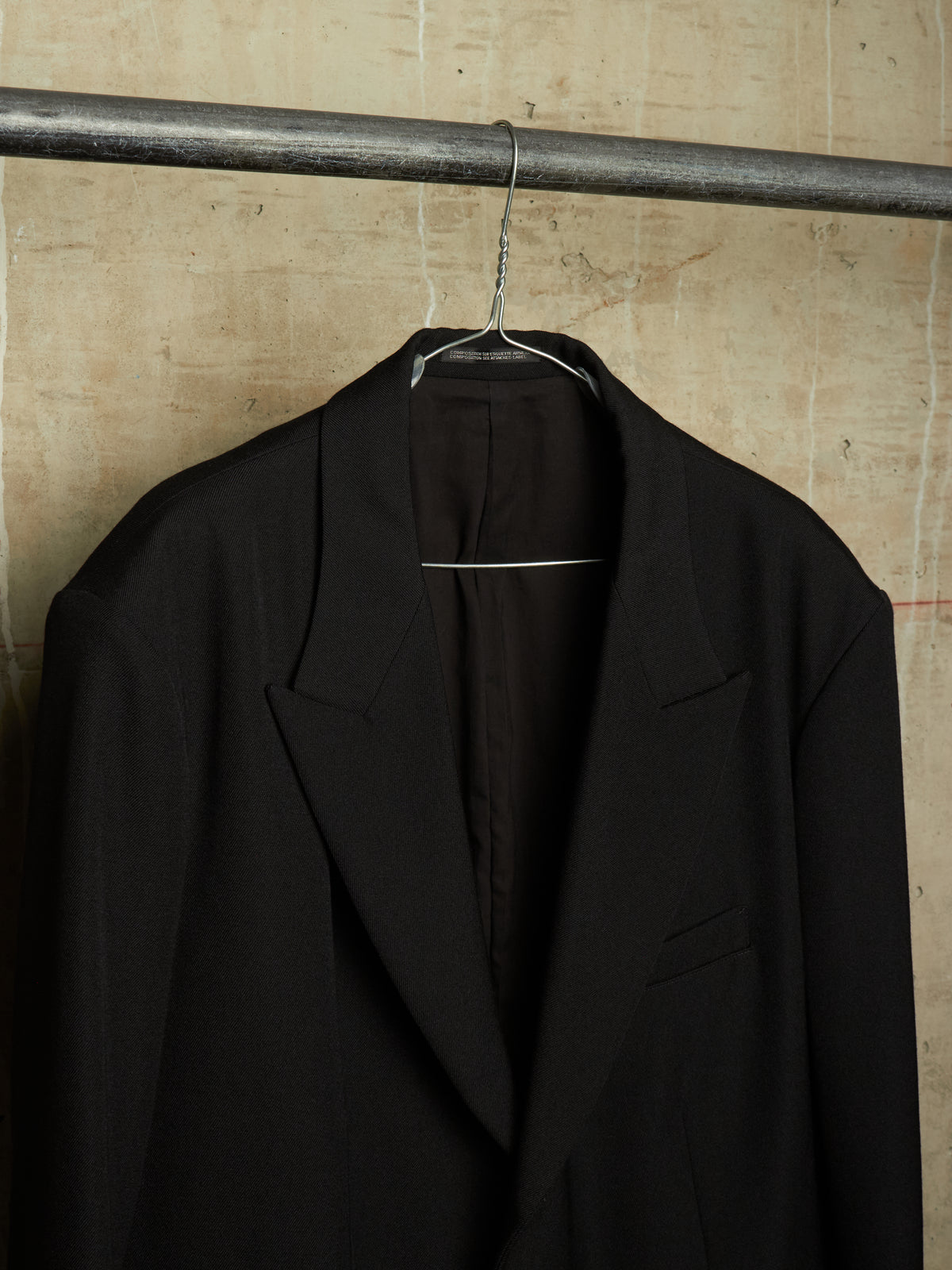 Yohji Yamamoto POUR HOMME AW25 Black Wool Army Gabardine Peak Lapel Oversized Blazer