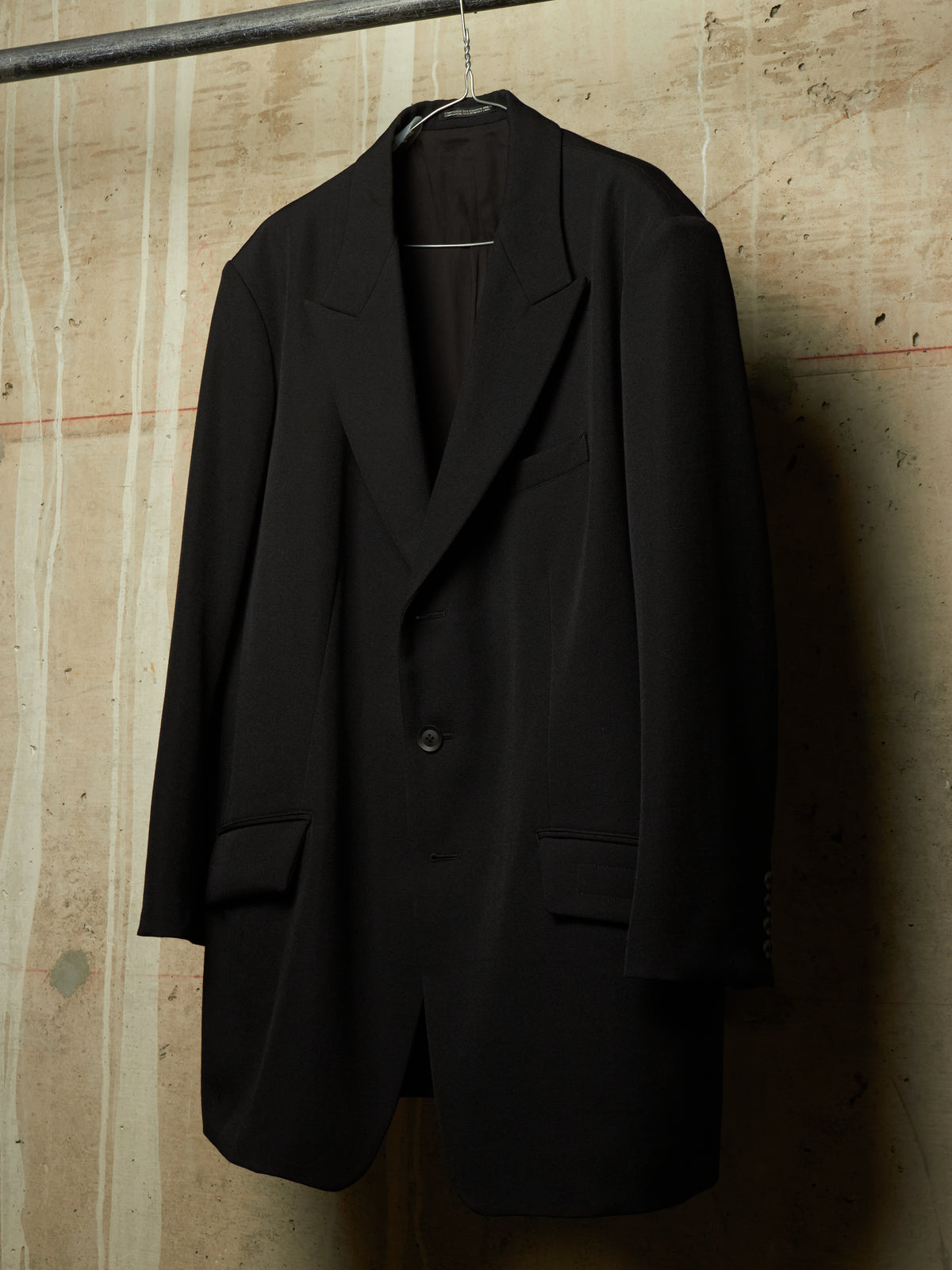 Yohji Yamamoto POUR HOMME AW25 Black Wool Army Gabardine Peak Lapel Oversized Blazer