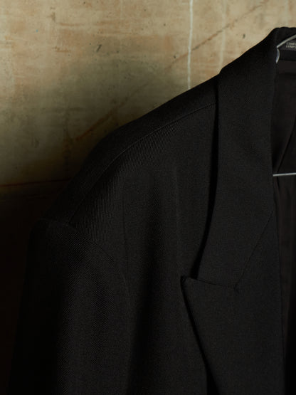 Yohji Yamamoto POUR HOMME AW25 Black Wool Army Gabardine Peak Lapel Oversized Blazer