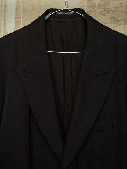 Yohji Yamamoto POUR HOMME AW25 Black Wool Army Gabardine Peak Lapel Oversized Blazer