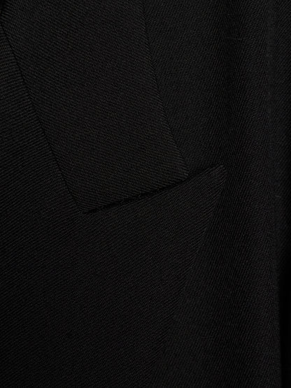 Yohji Yamamoto POUR HOMME AW25 Black Wool Army Gabardine Peak Lapel Oversized Blazer