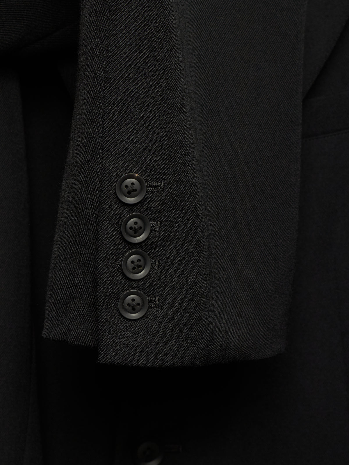 Yohji Yamamoto POUR HOMME AW25 Black Wool Army Gabardine Peak Lapel Oversized Blazer