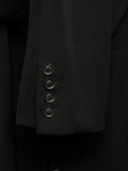 Yohji Yamamoto POUR HOMME AW25 Black Wool Army Gabardine Peak Lapel Oversized Blazer