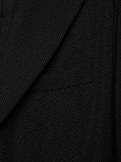 Yohji Yamamoto POUR HOMME AW25 Black Wool Army Gabardine Peak Lapel Oversized Blazer