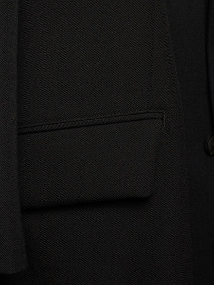 Yohji Yamamoto POUR HOMME AW25 Black Wool Army Gabardine Peak Lapel Oversized Blazer