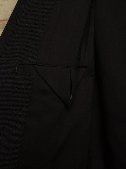 Yohji Yamamoto POUR HOMME AW25 Black Wool Army Gabardine Peak Lapel Oversized Blazer