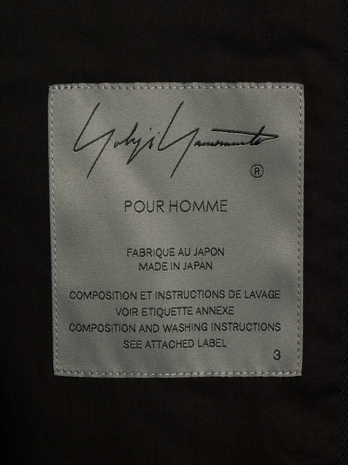 Yohji Yamamoto POUR HOMME AW25 Black Wool Army Gabardine Peak Lapel Oversized Blazer
