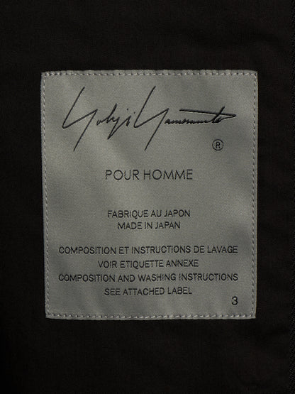 Yohji Yamamoto POUR HOMME AW25 Black Wool Army Gabardine Peak Lapel Oversized Blazer