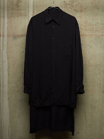 Yohji Yamamoto POUR HOMME SS17 Black Crinkle Effect Staff Member Longline Shirt