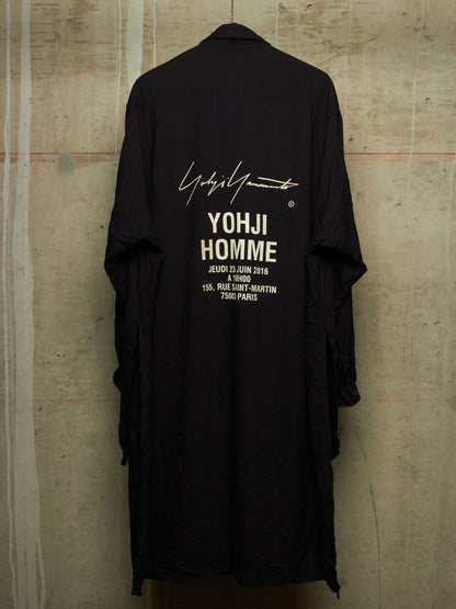 Yohji Yamamoto POUR HOMME SS17 Black Crinkle Effect Staff Member Longline Shirt