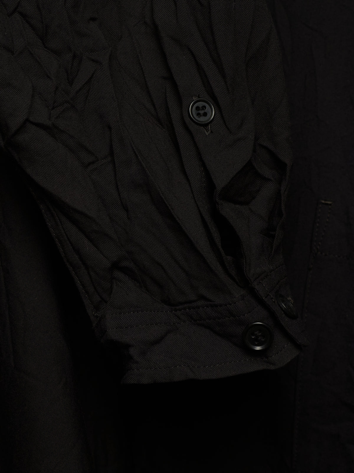 Yohji Yamamoto POUR HOMME SS17 Black Crinkle Effect Staff Member Longline Shirt
