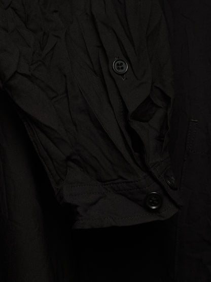 Yohji Yamamoto POUR HOMME SS17 Black Crinkle Effect Staff Member Longline Shirt