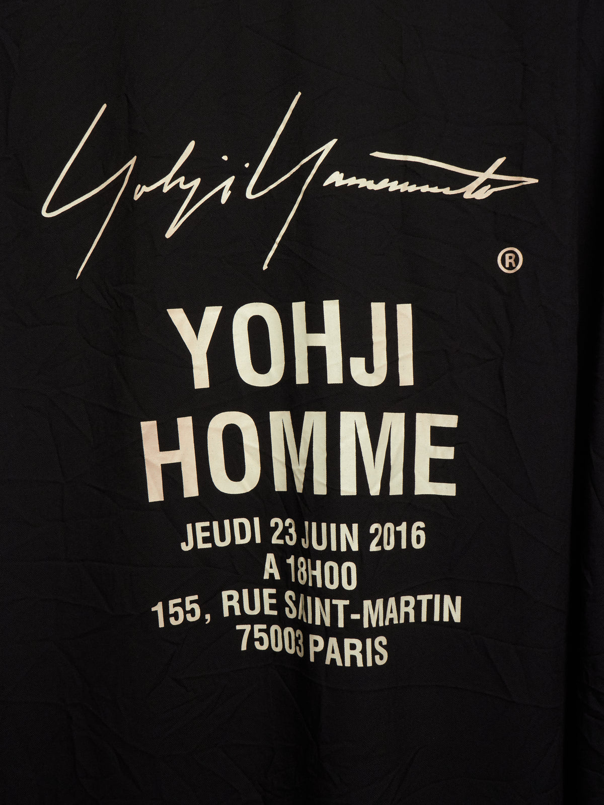 Yohji Yamamoto POUR HOMME SS17 Black Crinkle Effect Staff Member Longline Shirt