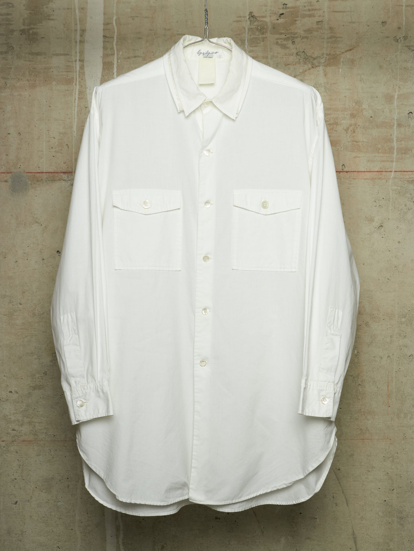 Yohji Yamamoto POUR HOMME 90s Oversized White Triple Collar Utility Shirt