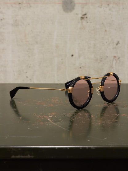 Yohji Yamamoto 'YY5006' CAT3 Gold Toned Black Acetate Rose Tinted Sunglasses