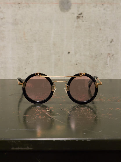 Yohji Yamamoto 'YY5006' CAT3 Gold Toned Black Acetate Rose Tinted Sunglasses