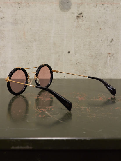 Yohji Yamamoto 'YY5006' CAT3 Gold Toned Black Acetate Rose Tinted Sunglasses