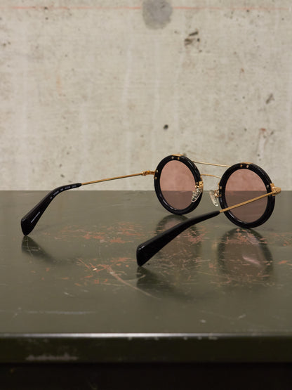 Yohji Yamamoto 'YY5006' CAT3 Gold Toned Black Acetate Rose Tinted Sunglasses
