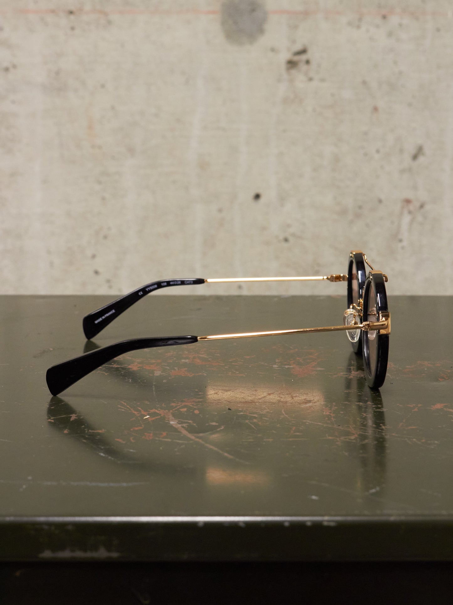 Yohji Yamamoto 'YY5006' CAT3 Gold Toned Black Acetate Rose Tinted Sunglasses