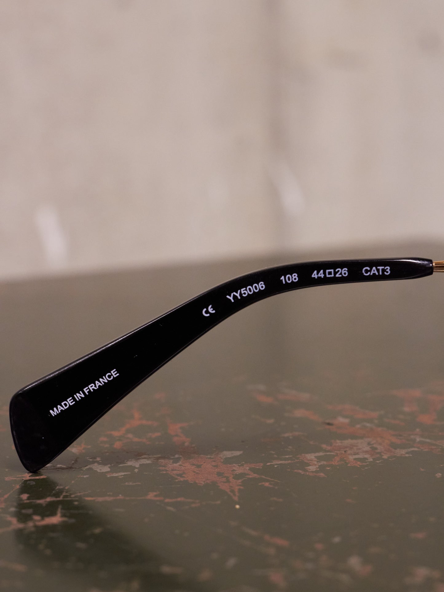 Yohji Yamamoto 'YY5006' CAT3 Gold Toned Black Acetate Rose Tinted Sunglasses