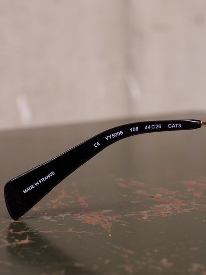 Yohji Yamamoto 'YY5006' CAT3 Gold Toned Black Acetate Rose Tinted Sunglasses