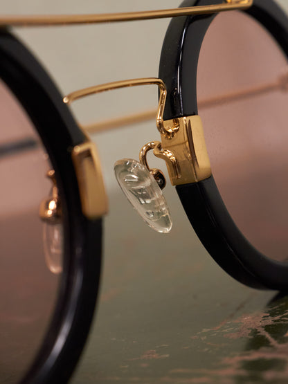 Yohji Yamamoto 'YY5006' CAT3 Gold Toned Black Acetate Rose Tinted Sunglasses