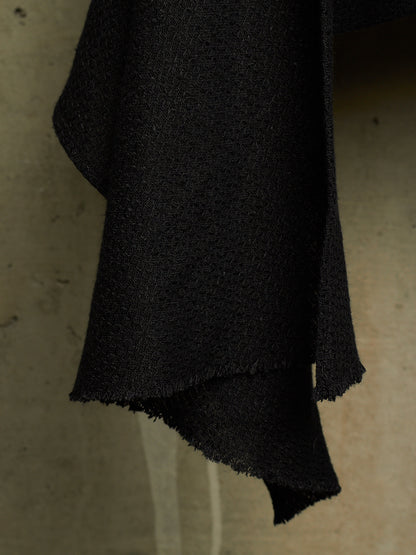 Zam Barrett 2010s Aqua Cotton Linen Black Dipped Dyed Frayed Edge Extra Long Scarf
