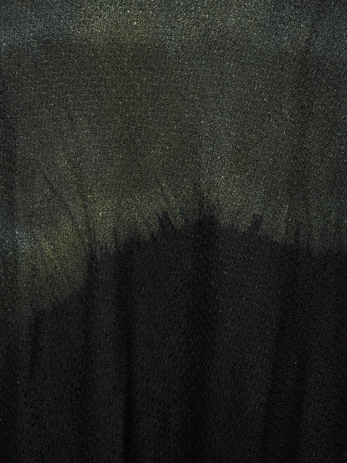 Zam Barrett 2010s Aqua Cotton Linen Black Dipped Dyed Frayed Edge Extra Long Scarf